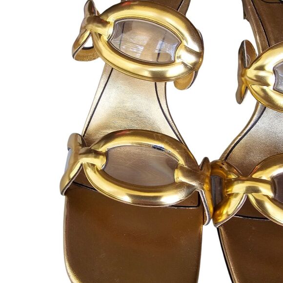 Valentino Garavani Chain 1967 Mule Size 38.5 US 8.5 Metallic Gold Leather - Picture 4 of 10
